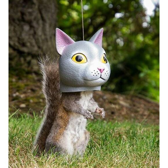 New Archie McPhee Gray Cat Kittens Cats Kitten Head Backyard Squirrel Feeder - Picture 2 of 3